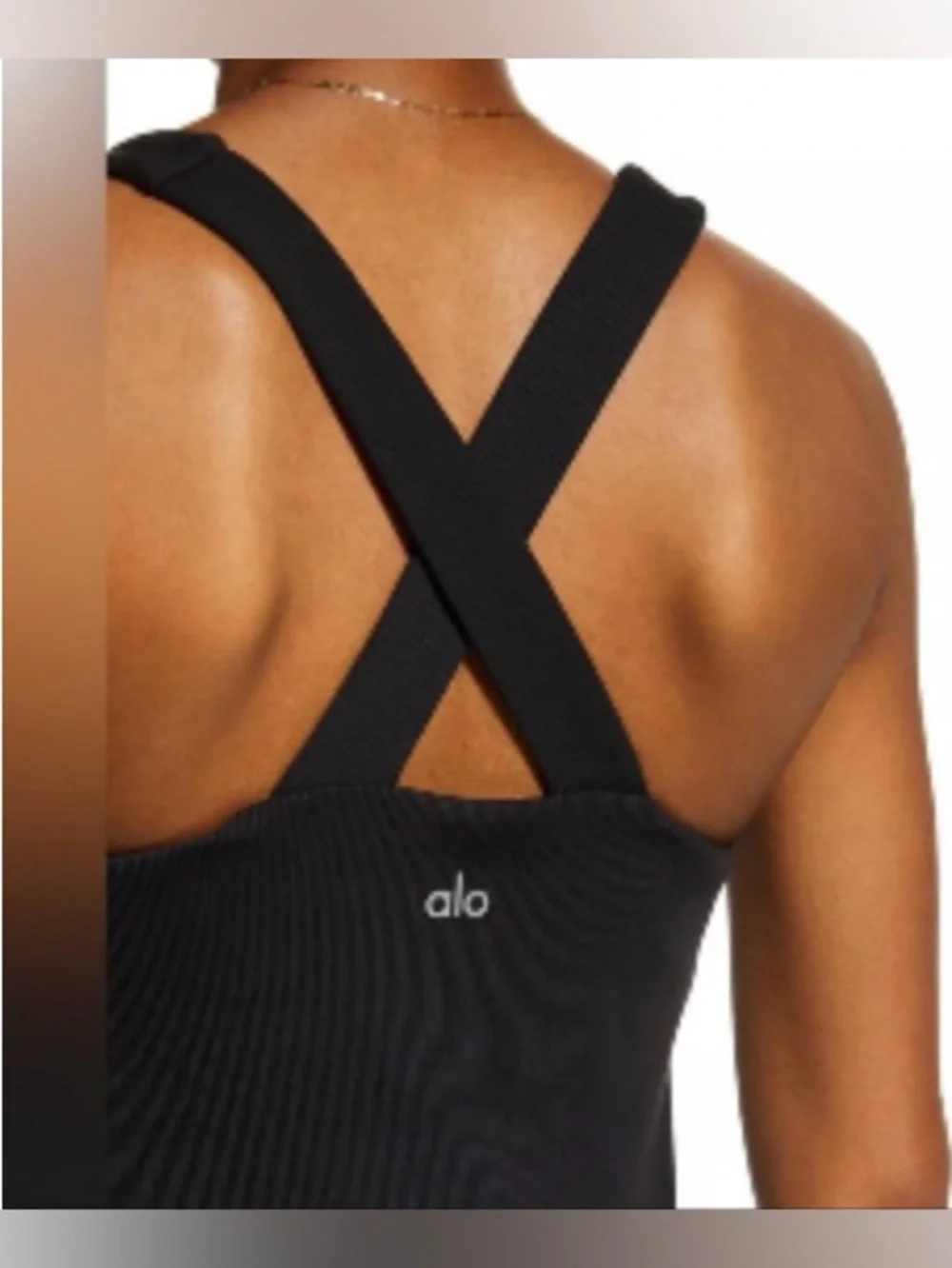 ALO Yoga Elevate Ribbed V-Neck Tank• SMALL•EUC•BLACK